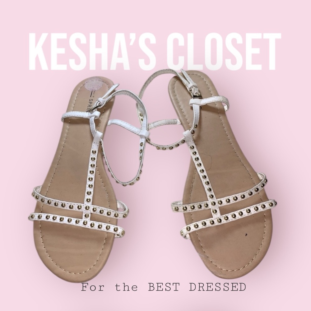 CALL IT SPRING Flat T- Strap Sandal w/ gold studs